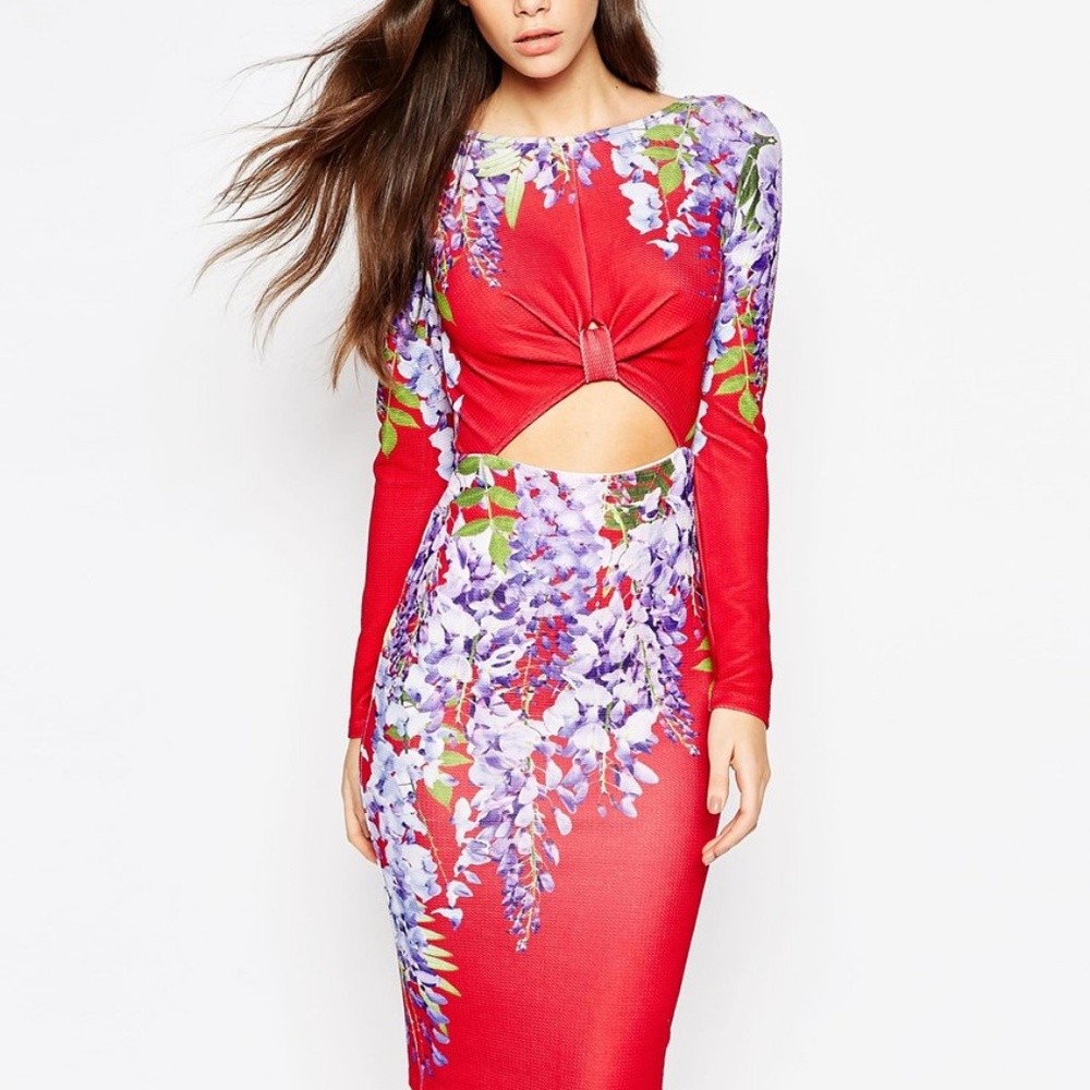 ASOS/Gingerfizz Floral Bloom Dress wit open midrif